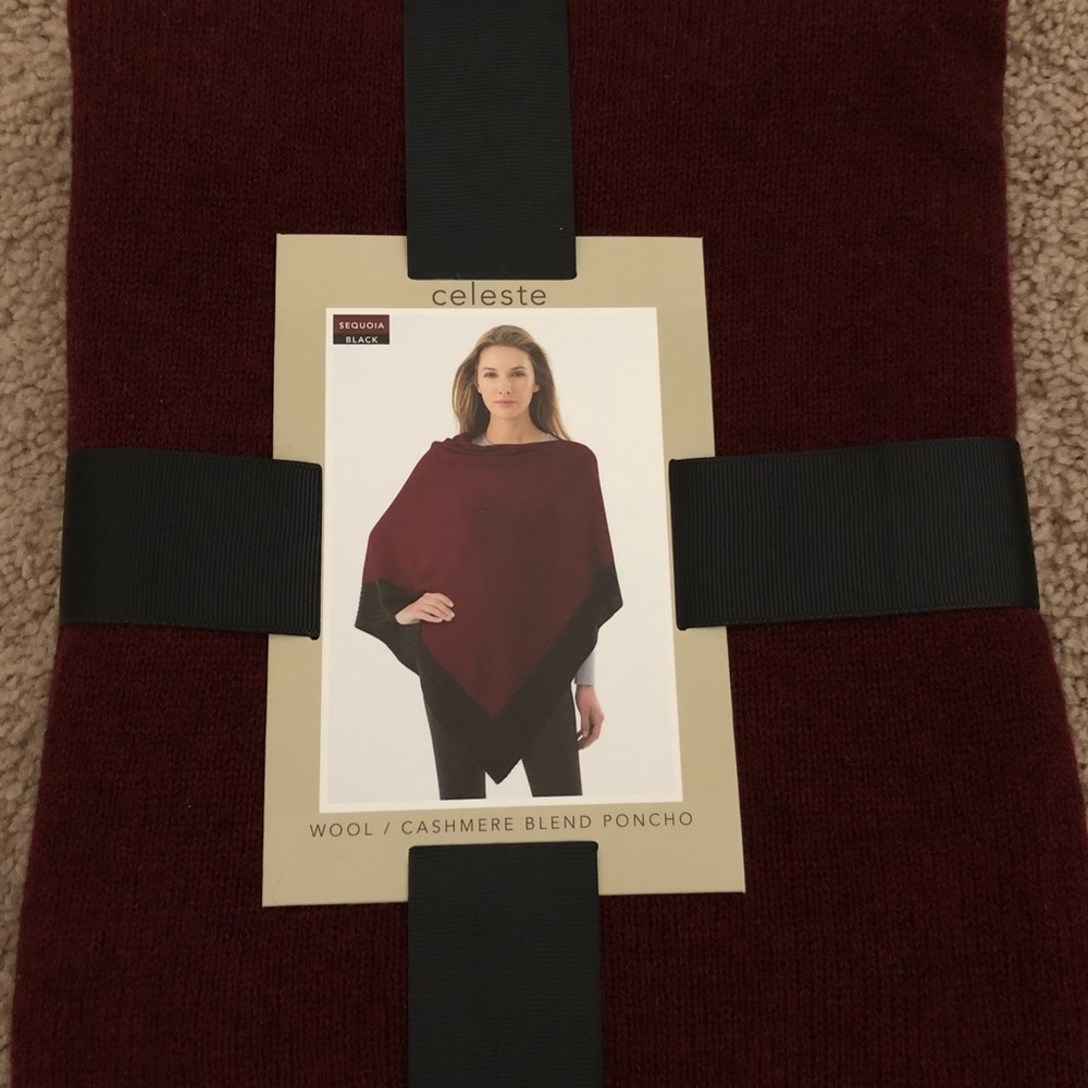NWT Maroon and Black Poncho